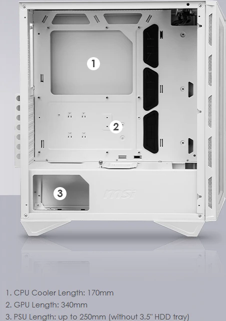 MSI MPG Gungnir 110R White, weiß, Glasfenster