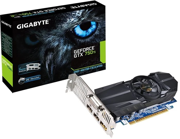 GIGABYTE GeForce GTX 750 Ti OC low profile, 2GB GDDR5, DVI, 2x HDMI, DP