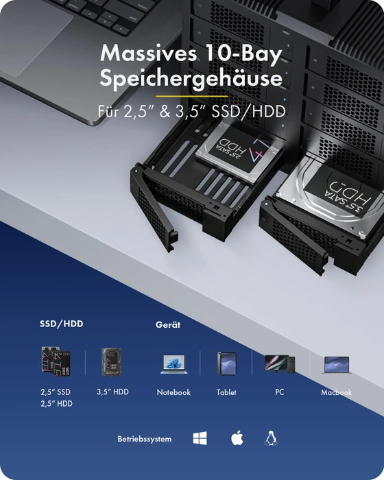 RaidSonic Icy Box IB-3710-C31, Diamond Case 3710, 10x 2.5"/3.5", USB-C 3.1