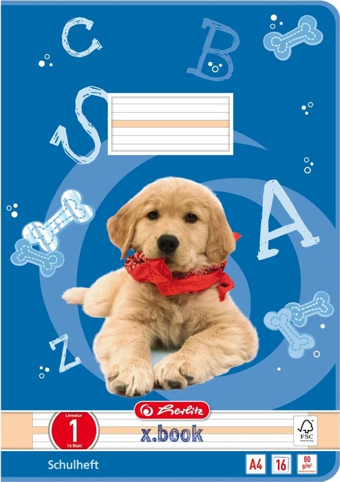 Herlitz x.book Schulheft, A4, Lineatur 1, 16 Blatt, 10er-Pack
