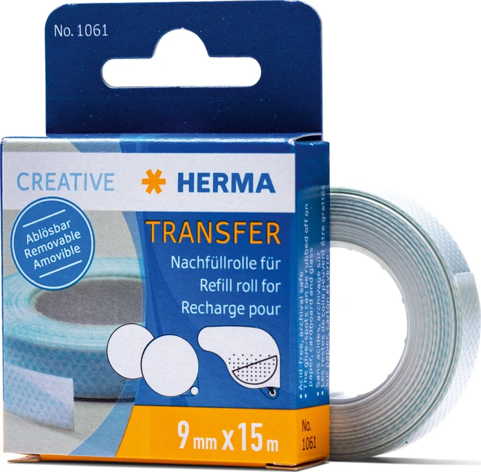 Herma Nachfüllrolle doppelseitig transparent, Kleberoller, 9mm/15m, 1 Stück