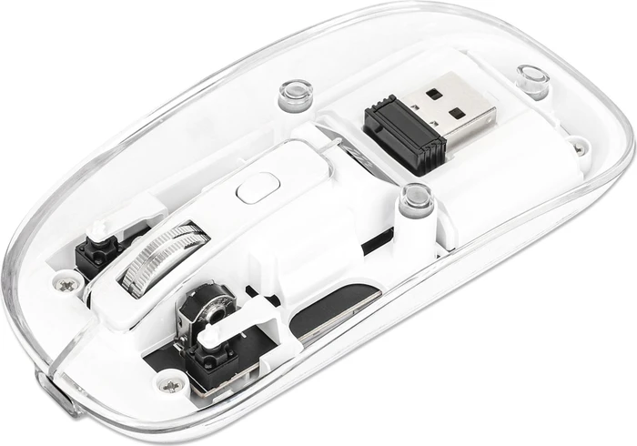 Manhattan Transparent Rechargeable Wireless Mouse, transparent/weiß, USB