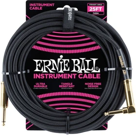 Ernie Ball 25' Braided Straight/Angle Instrument Cable Black