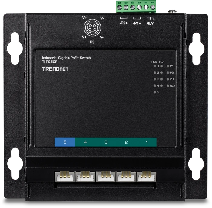TRENDnet TI Hardened Industrial Wallmount Gigabit Switch, 5x RJ-45, 120W PoE+