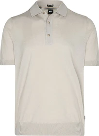 Hugo Boss H-Nolano Strick Schurwolle Poloshirt kurzarm open beige (Herren)