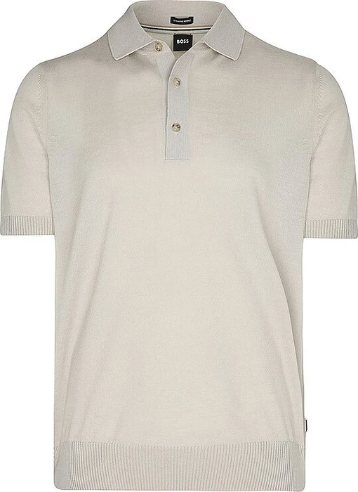 Hugo Boss H-Nolano Strick Schurwolle Poloshirt kurzarm open beige (Herren)