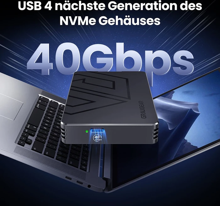 Graugear G-M2U4-40G01 USB 34 SSD-Gehäuse für M.2 2280 NVMe SSD, USB4