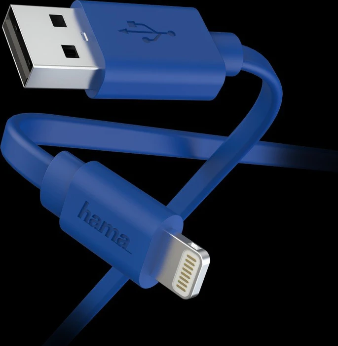 Hama Lade-/Datenkabel Flat USB-A/Lightning 1.0m blau