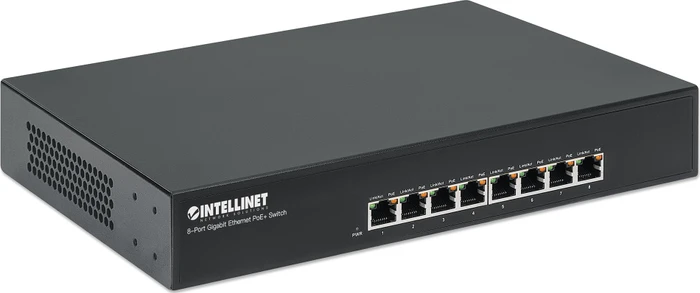 Intellinet Desktop Gigabit Switch, 8x RJ-45, 140W PoE+
