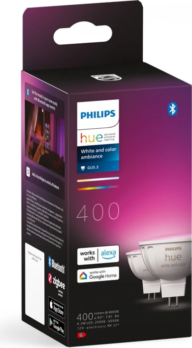 Philips Hue White and Color Ambiance 400 LED-Spot GU5.3 6.3W, 2 Stück