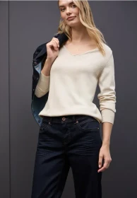 Street One V-Neck Pullover tusk cream mel. (Damen)