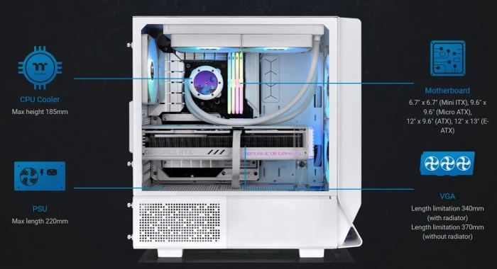 Thermaltake Ceres 330 TG ARGB Snow, weiß, Glasfenster
