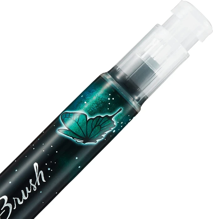 Pentel Dual Metallic Brush XGFH-D Glitzertinte Pinselstift grün/blau metallic, Blister (XGFH-DDX) – Bild 4 von 7