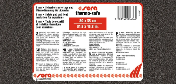 sera thermo-safe, Wärmedämmung und Sicherheitsunterlage für Aquarien