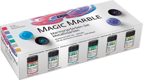Kreul Magic Marble Marmorierfarbe Metallicfarben, 6 Farben, 20ml
