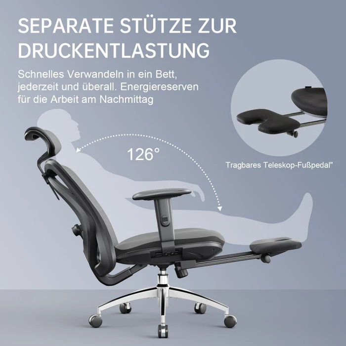 Sihoo M18 Classic Office Bürostuhl mit Fußstütze, schwarz