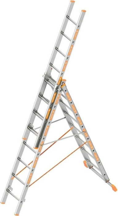 Layher Topic 1040 Alu 3-tlg. Teleskop-Mehrzweckleiter, 3x 8 Stufen