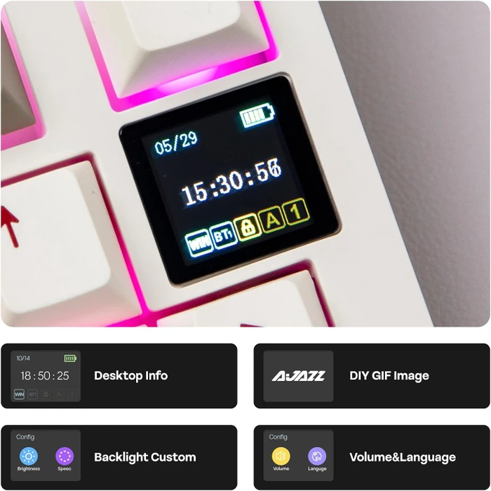 Ajazz AK820 Pro Wireless, Red, LEDs RGB, hot-swap, Ajazz Gift, USB/Bluetooth, US