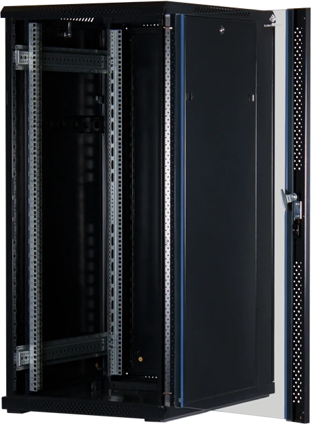 Rockstable 19" Serverschrank 27HE, Sicherheitsglastür, IP2X, schwarz, 800mm tief
