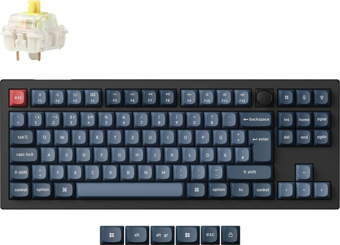 Keychron V3 Max, Carbon Black, 80% TKL, LEDs RGB, hot-swap, Gateron Jupiter BANANA, USB/Bluetooth, DE