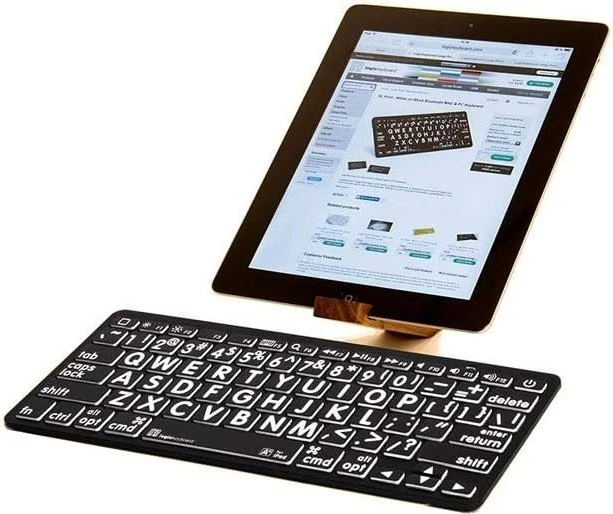 LogicKeyboard LargePrint Mini Mac, White on Black, Bluetooth, DE