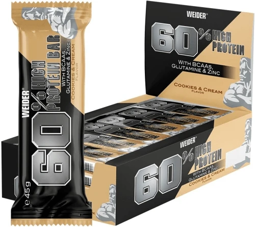 Weider 60% Protein Bar Cookies & Cream 1.08kg (24x 45g)