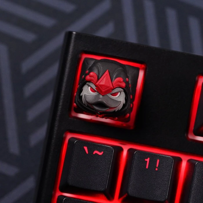 Ducky x Hot Keys Project Ducky League Keycap Dark Edition - Aqua Duck, Kunstharz (Resin), schwarz/rot/grau, 1 Taste