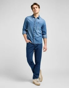 Lee Regular Leesure Hemd langarm mid blue denim (Herren)