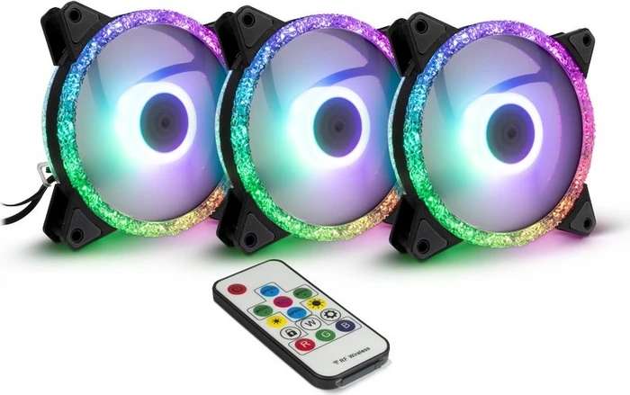 Inter-Tech Argus RS-07 RGB, LED-Steuerung, Fernbedienung, 120mm, 3er-Pack