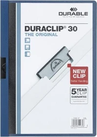 Durable Duraclip 30 Klemmmappe, A4, dunkelblau/transparent, 25er-Pack