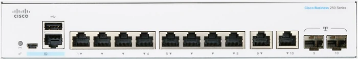 Cisco Business 250 Desktop Gigabit Smart Switch, 8x RJ-45, 2x RJ-45/SFP