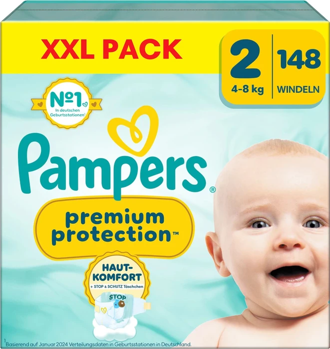 Pampers Premium Protection Gr.2 Einwegwindel, 4-8kg, 148 Stück