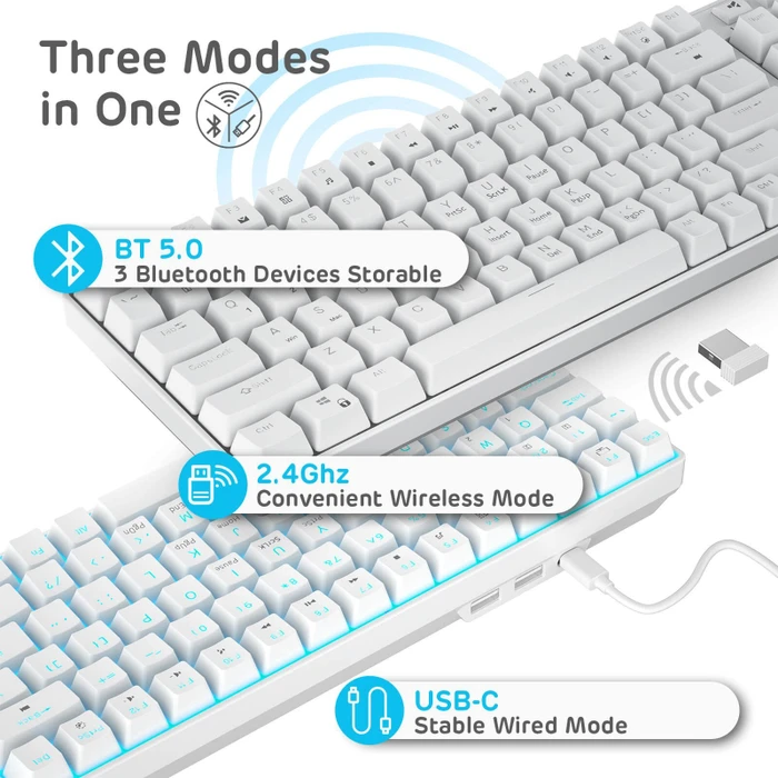 RK Royal Kludge RK96 96% Wireless, LEDs blau, hot-swap, RK RED, USB/Bluetooth, US