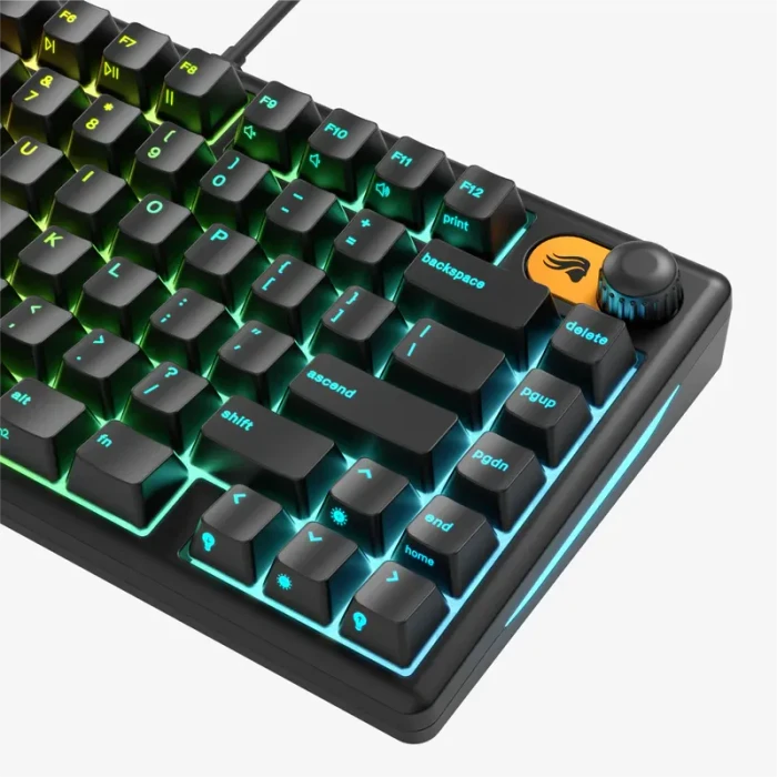 Glorious GMBK 75%, schwarz, LEDs RGB, USB, US