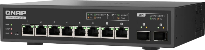 QNAP QSW-L3200 Desktop 10G Managed Switch, 6x RJ-45, 2x RJ-45/SFP+