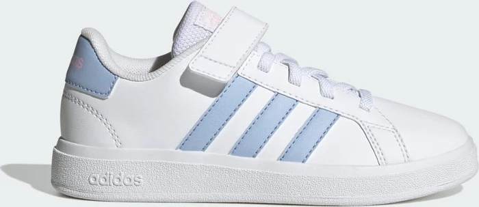 adidas Grand Court Court Elastic Lace and Top Strap cloud white/blue dawn/clear pink (Junior)