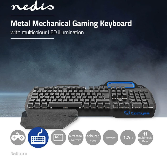 Nedis Coatyss Mechanische Gaming Tastatur, LEDs RGB, Gaote Outemu BLUE, USB, ND