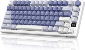 RK Royal Kludge M75 Wireless, weiß/violett, LEDs RGB, hot-swap, RK FAST SILVER, USB/Bluetooth, US (M75-OB-CS-US)