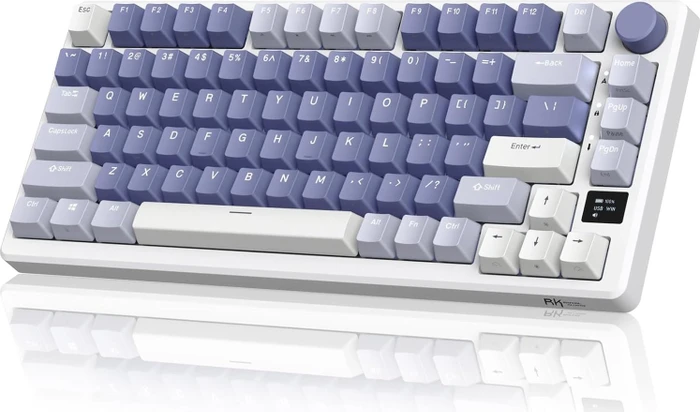 RK Royal Kludge M75 Wireless, weiß/violett, LEDs RGB, hot-swap, RK FAST SILVER, USB/Bluetooth, US
