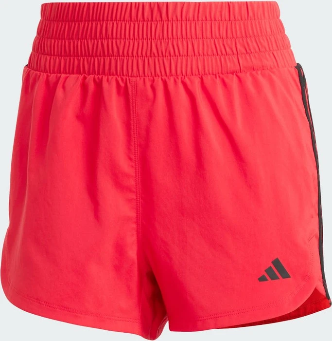 adidas Pacer Training 3-Streifen Woven High-Rise Trainingshose kurz pure ruby/white (Damen)