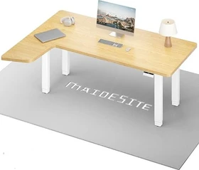 Maidesite Canvas elektrisch höhenverstellbarer Sitz-Steh-Eckschreibtisch 160x120cm Eiche/weiß