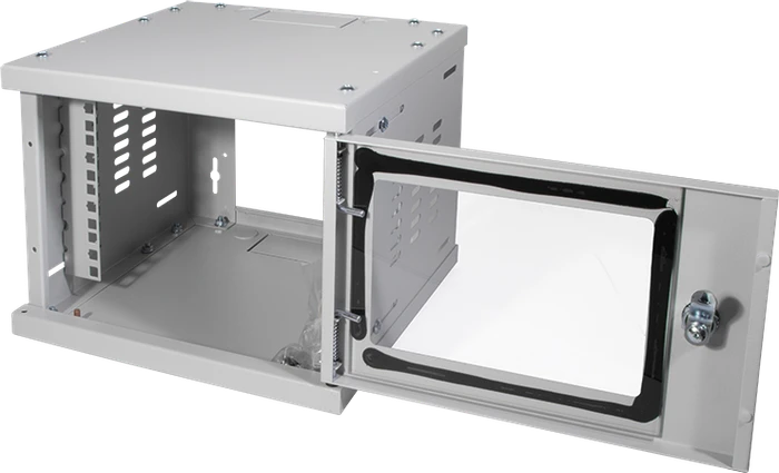 LogiLink 10" Wandgehäuse 4HE, montiert, Sicherheitsglastür, grau, 300mm tief