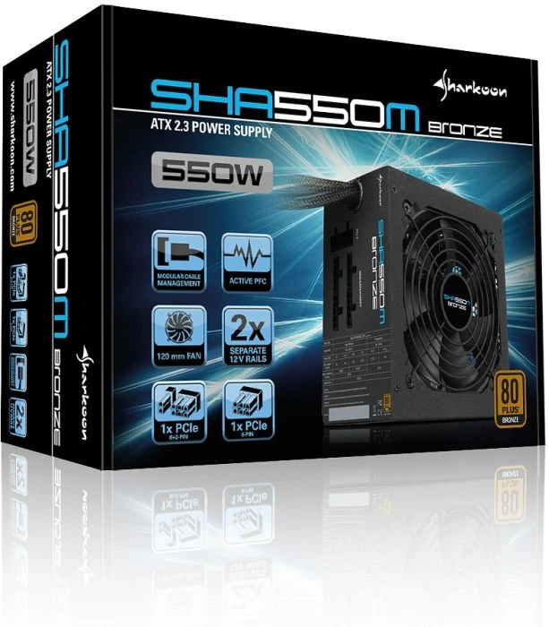 Sharkoon SHA550M Bronze 550W, ATX 2.3