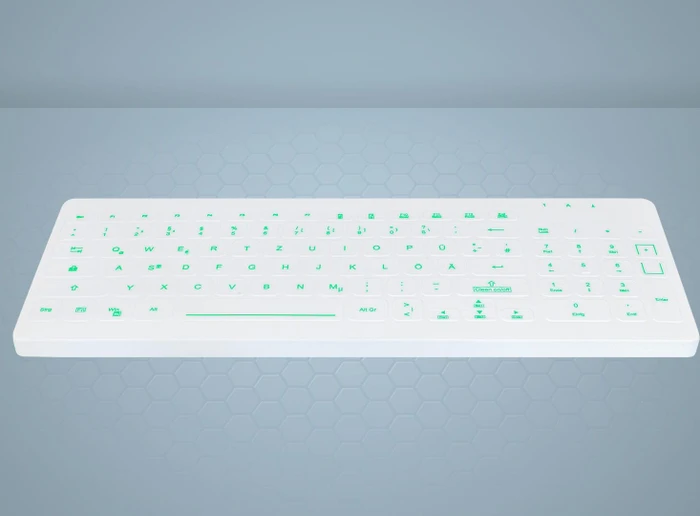 Contour Design Active Key kompakte Hygiene-Tastatur mit Nummernblock, weiß, LEDs grün, wischdesinfizierbar, USB, DE