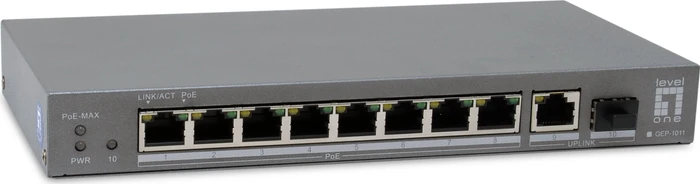 LevelOne GEP Desktop Gigabit Switch, 9x RJ-45, 1x SFP, 120W PoE+
