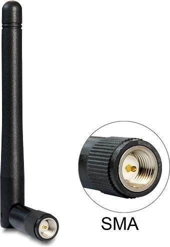 DeLOCK WLAN a/b/g/n/ac Antenne, 5GHz/2.4GHz, 1.50-2.10dBi, SMA, omnidirektional, schwarz