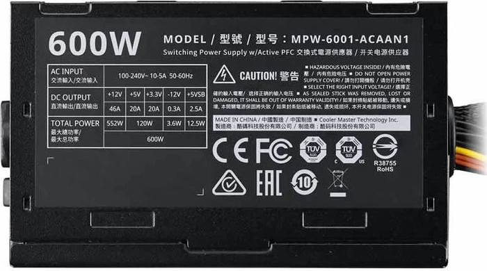 Cooler Master Elite V3 600W, ATX 2.31