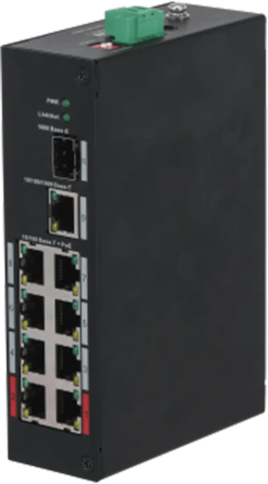 Dahua PFS31 Industrial Railmount Switch, 9x RJ-45, 1x SFP, 96W PoE++