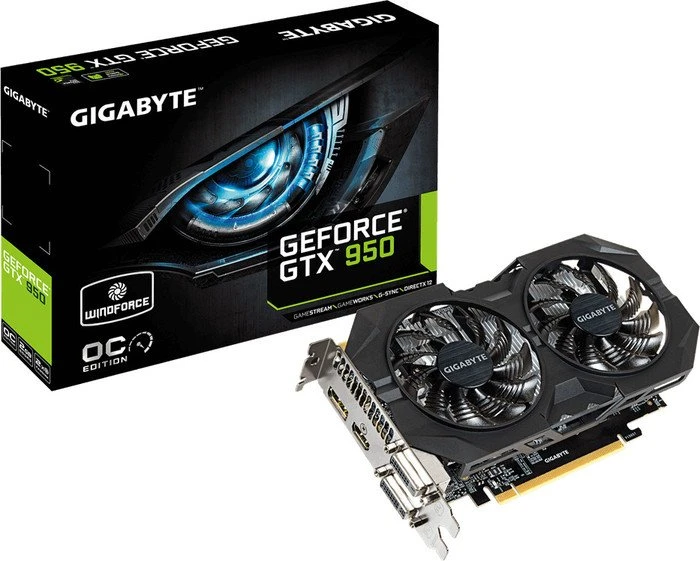 GIGABYTE GeForce GTX 950 Windforce 2X OC, 2GB GDDR5, 2x DVI, HDMI, DP