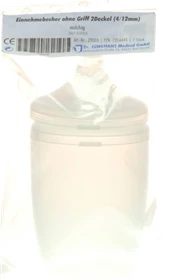 Dr. Junghans Medical Einnehmebecher ohne Griff mit 2x Deckel 4+12mm milchig, 250ml
